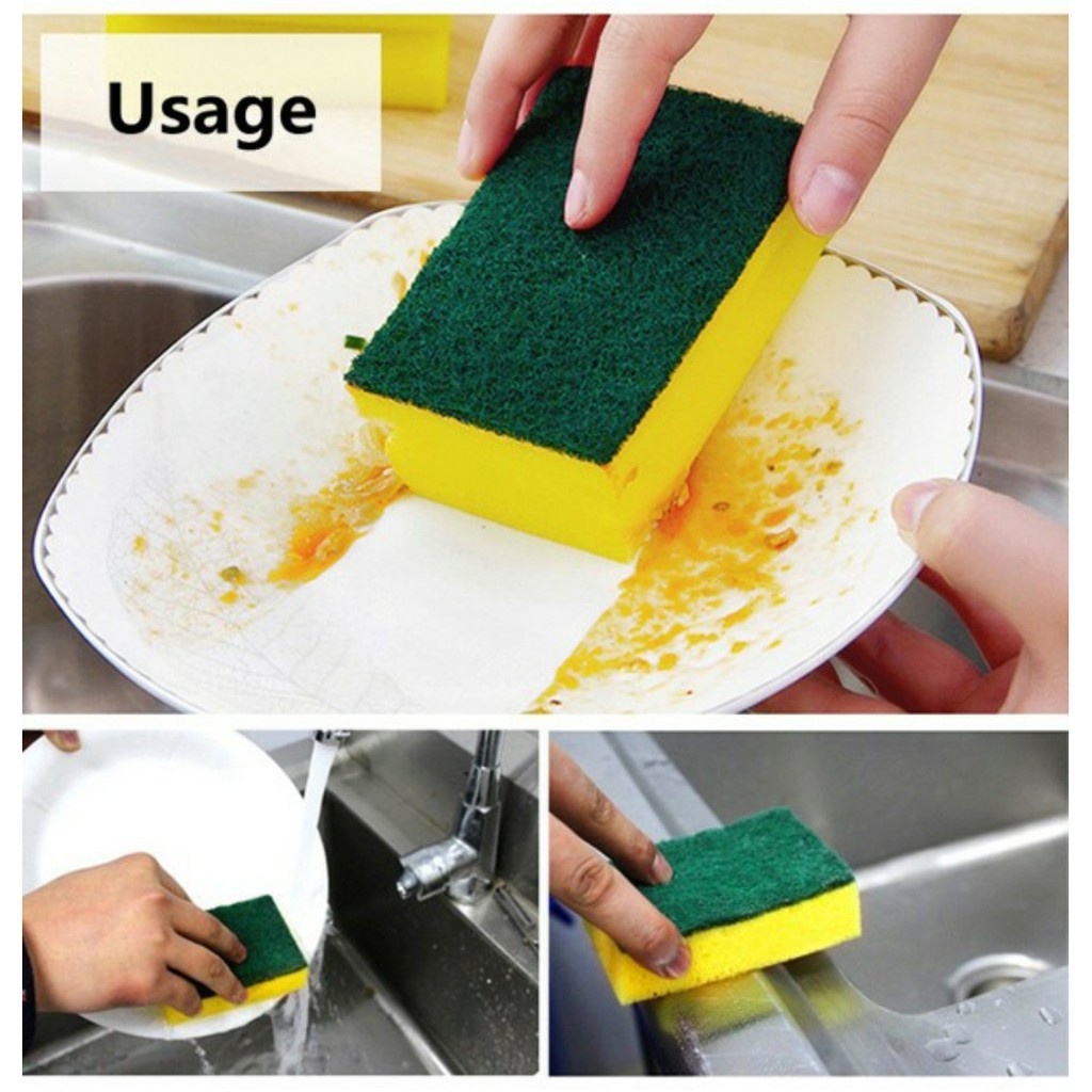 Sponge Cuci Piring - AC 19 - Spons Sikat 2 sisi Cuci Piring gelas lap meja dapur ubin keramik - alat perlengkapan dapur rumah tangga cuci alat makan wastafel dapur Bisa juga untuk cuci membersihkan kotoran  motor mobil sepeda