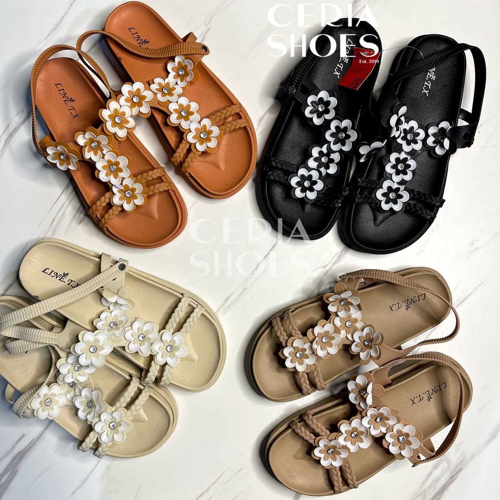 Sandal Jelly Wanita Tali Back Strap Import Rubber Non-Slip Flower 1977