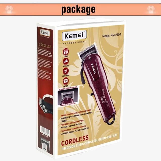 Kemei mesin Cukur Rambut KM-2600 Alat Cukur Rechargeable Hair Clipper