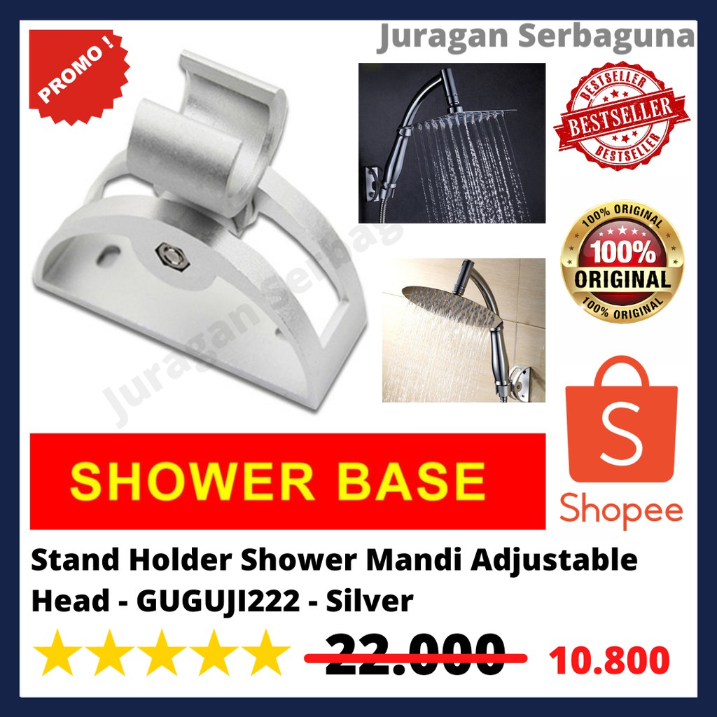 Stand Holder Shower Mandi Adjustable Head - GUGUJI222 - Silver