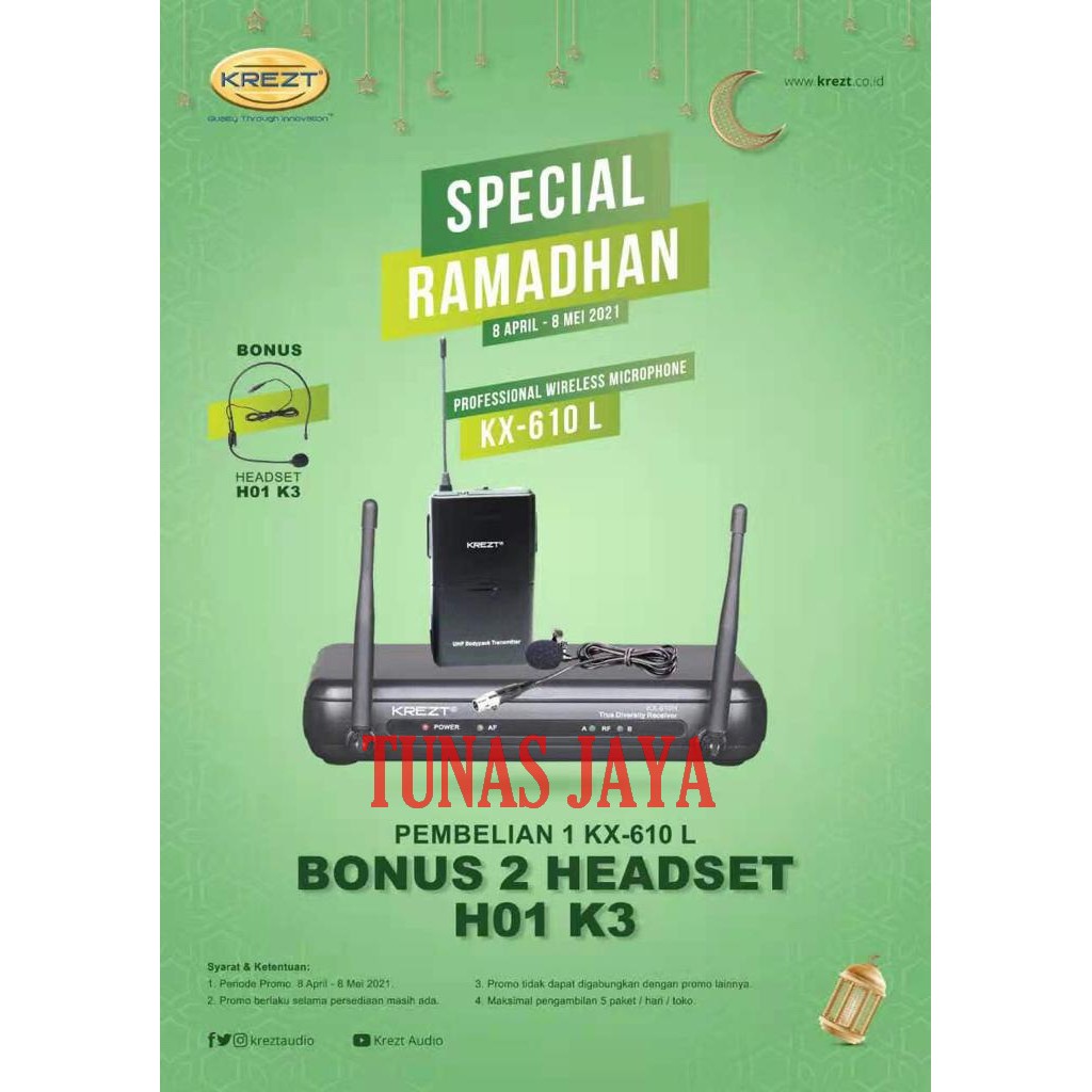 Krezt Kx 610 L - Microphone Wirless Clip On - Single Special Ramadhan