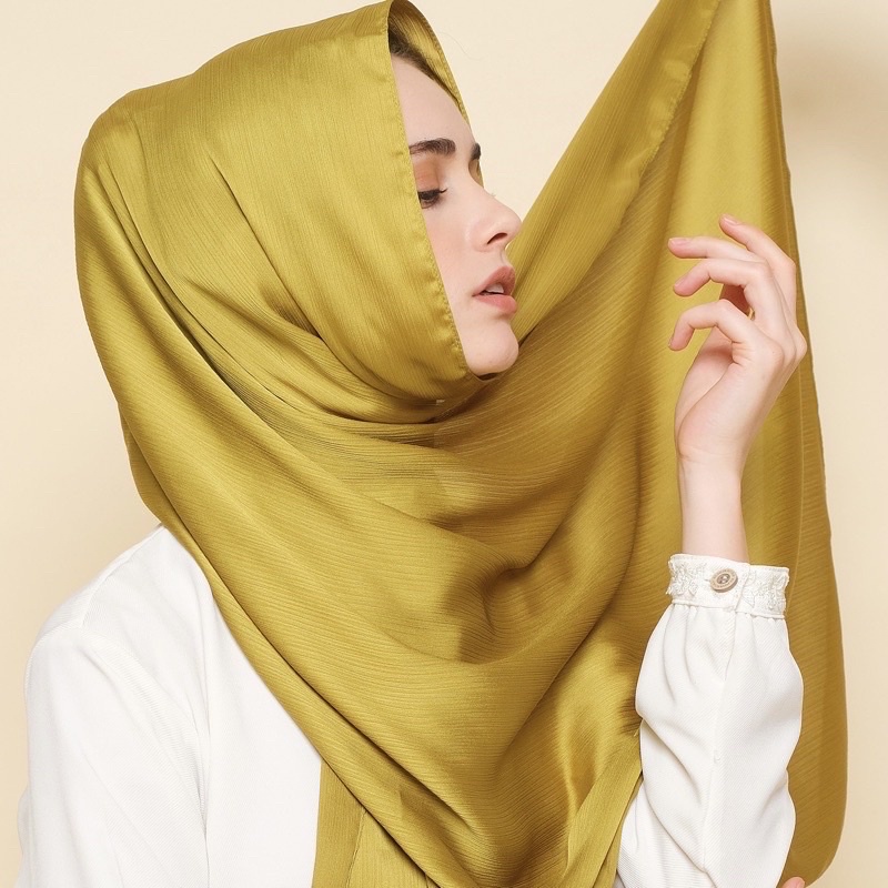 Pashmina Malay Silk Texture Premium Shawl Rayya Silk-Mustard