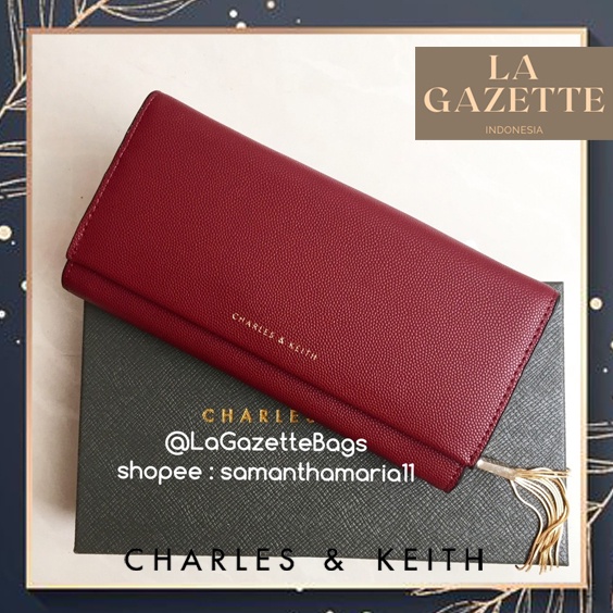 Dompet cnk ck wallet ori original murah magnet metal tassel  maroon