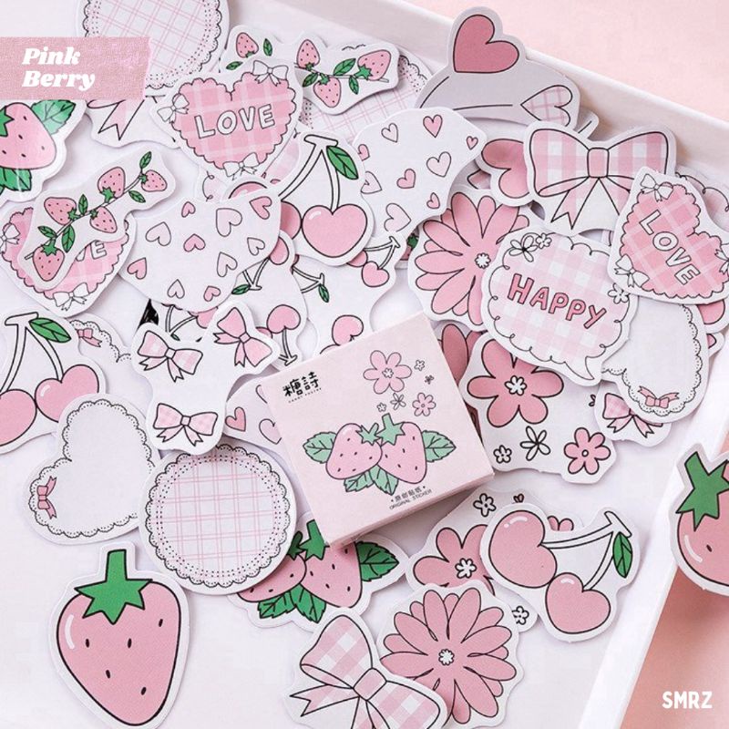 

Pink Berry Sticker Piece - Stiker Ecer Stoberi Merah Muda / Kawaii / Aesthetic