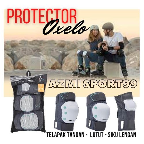 Dekker Dewasa Sepatu Roda 3 Bagian Lutut-Siku-Telapak Tangan Skateboard dan Skuter Protector Oxelo