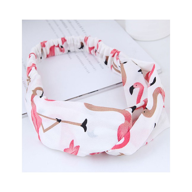 LRC Bando Sweet  Flamingo Pattern Decorated Wide Hair Band