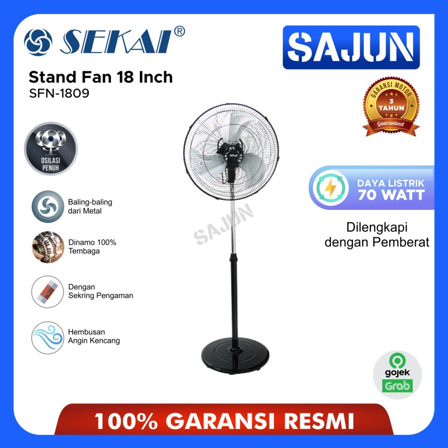 Sekai 18 Inch Kipas Angin SFN1809 Tumpu Performa Tinggi SFN 1809