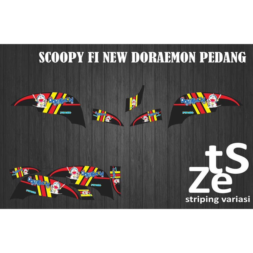 striping stiker decal scoopy fi new doraemon pedang