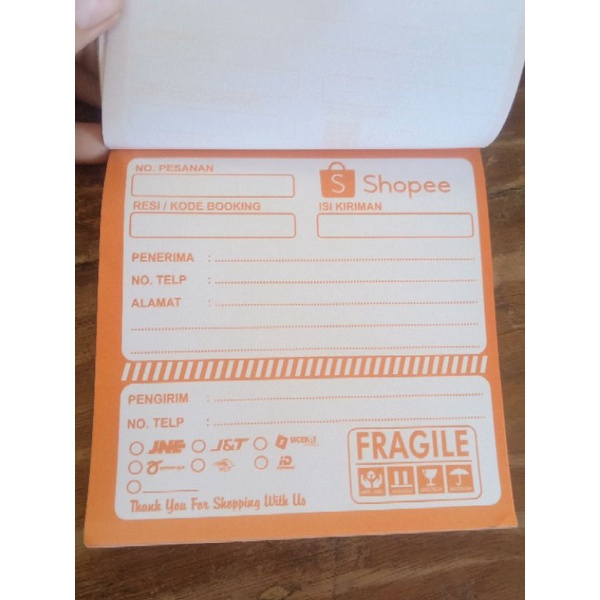 

Buku Label Pengiriman Olshop Shopee isi 100 lembar murah