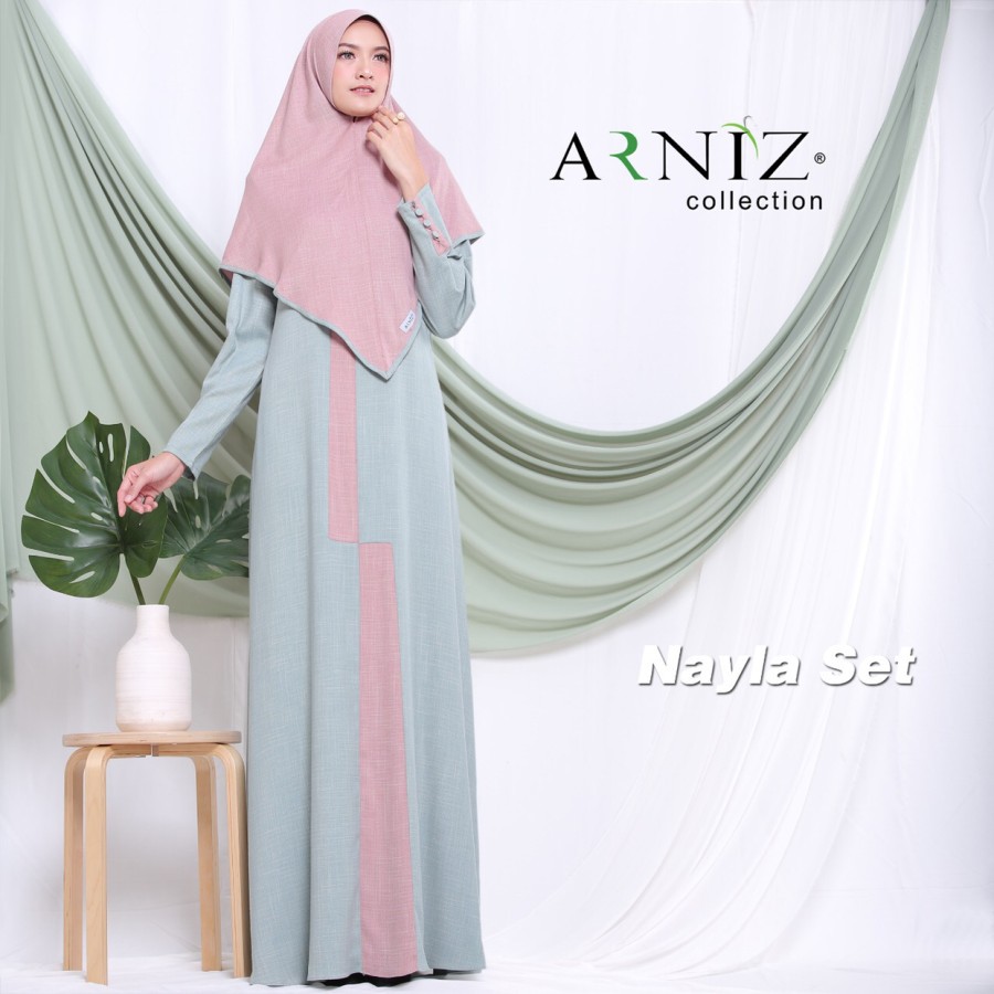 GAMIS NAYLA SET BY ARNIZ/DRESS ARNIZ/GAMIS ORIGINAL/PAKAIAN MUSLIM DEWASA/GAMIS LINEN/GAMIS WANITA