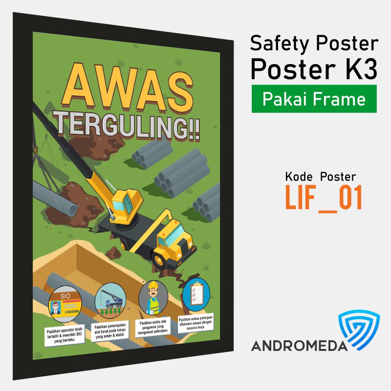 Safety Poster K3 : Crane Project Accident + Frame