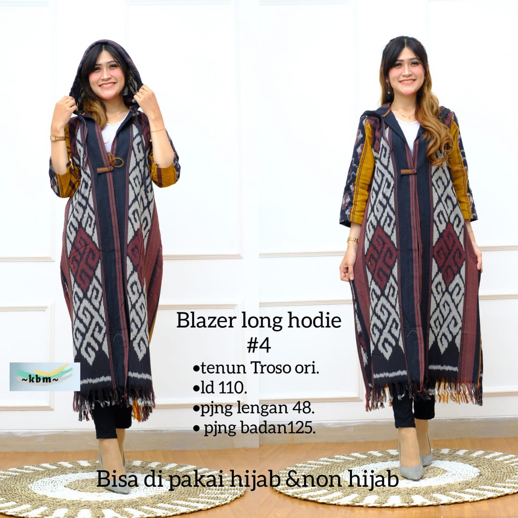 Blazer Long hoodie ori tenun troso