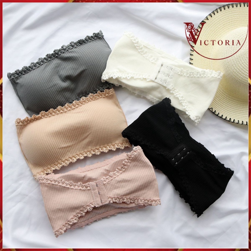 Celyne Bra Crop Kemben Renda Model Busa Tanpa Tali Crop Top 1066