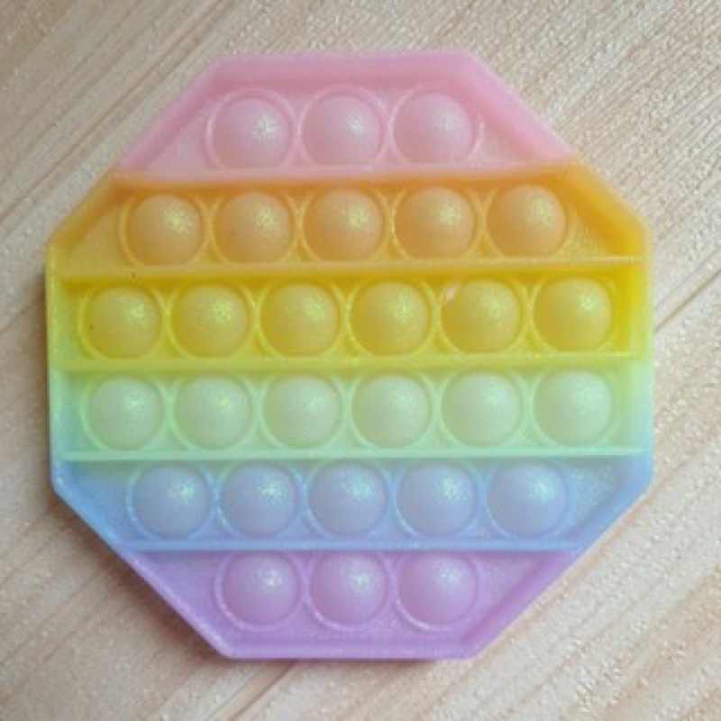 Pop It Fidget Toy Murah Rainbow Mainan Anak Penghilang Stress Tiktok-Hexagon GLITTER