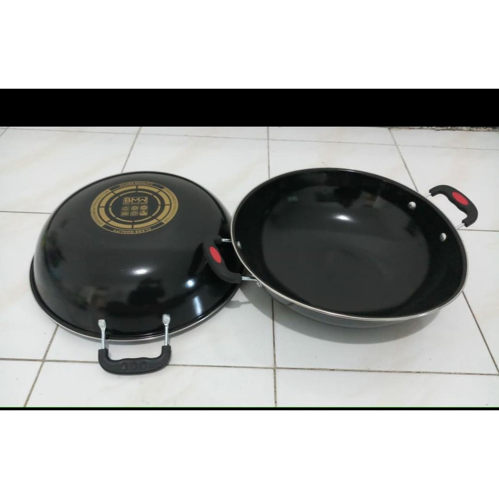 wajan enamel 34cm / wajan enamel kuping / wajan enamel gagang / wajan enamel anti lengket