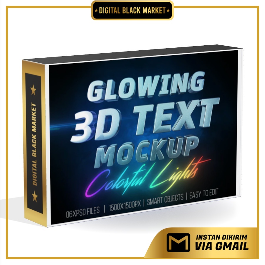 Glowing Text 3d Mockup - Photoshop