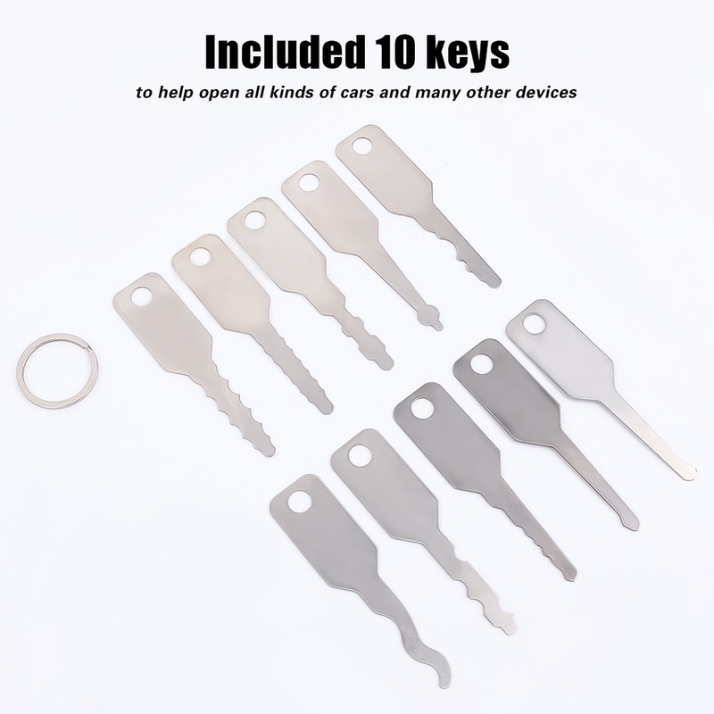 10pcs / Set Kunci Mobil Kosong / Dua Sisi Bahan Stainless Steel Untuk Reparasi