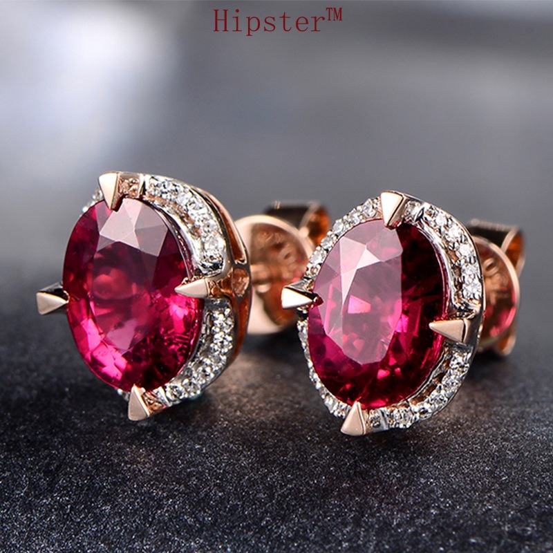 Retro Fashion and Fully-Jewelled Vintage Inlaid Ruby Earrings