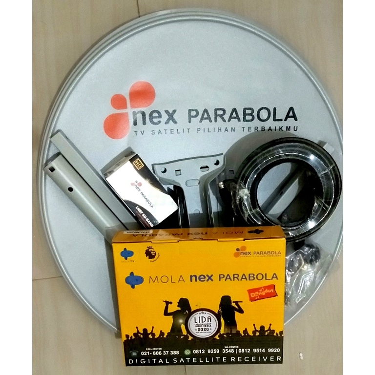 Satellite Receiver HD NexParabola Kuning lengkap Dish Parabola Offset Diameter 60cm Lengkap LNB dan 