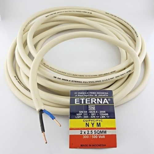 Kabel ETERNA Isi 2x2,5 mm Kabel Listrik Tembaga Kuningan / Kabel Instalasi Kabel Listrik Tunggal Isi 2 NYM