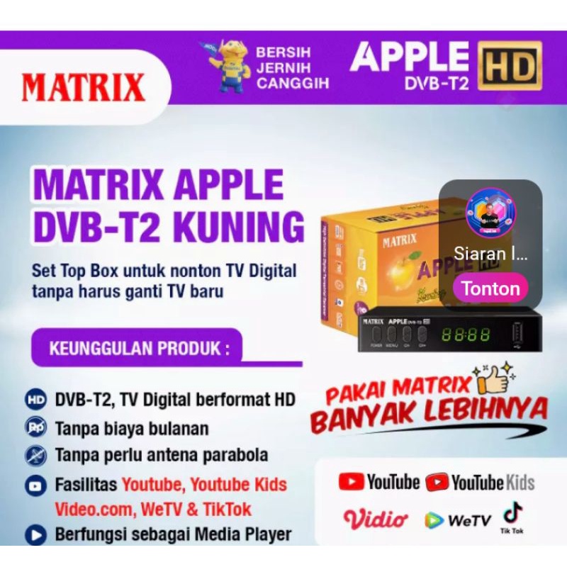 Set Top Box Tv Digital MATRIX APPLE bisa YouTube