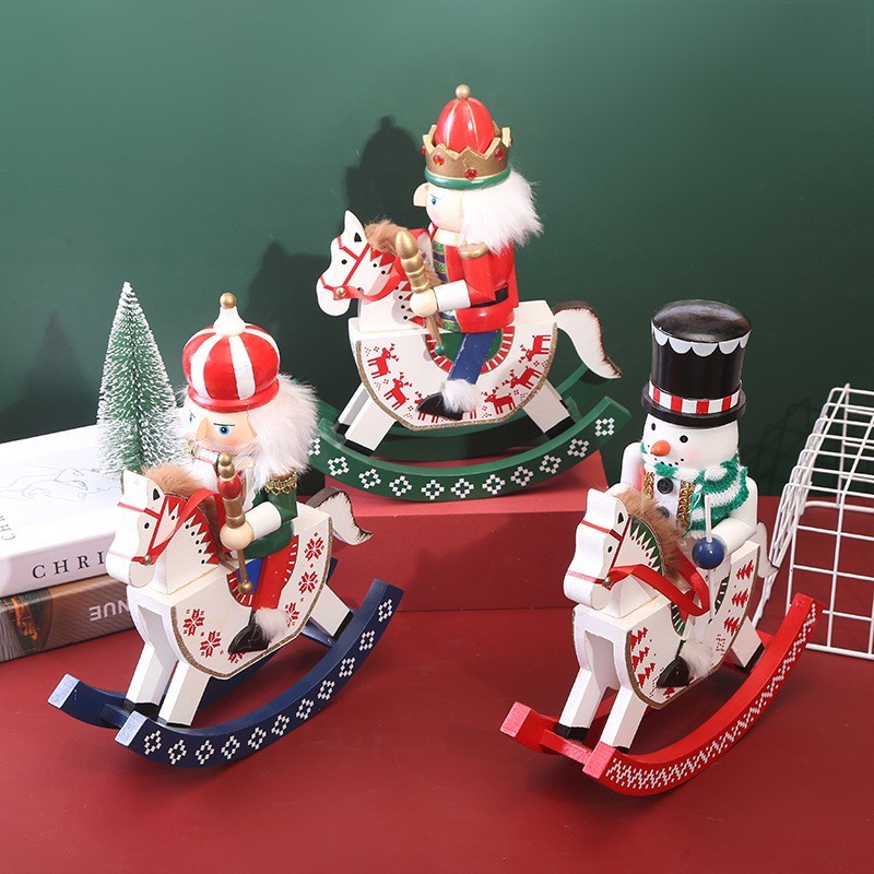 Pajangan Nutcracker Kereta Kayu Santa Snowman Kado Natal Christmas