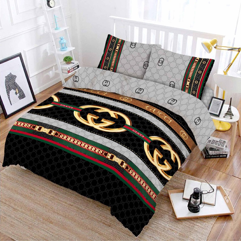 Bedcover Vito Sprei Flat King 180x200 cm Motif Gucci Black