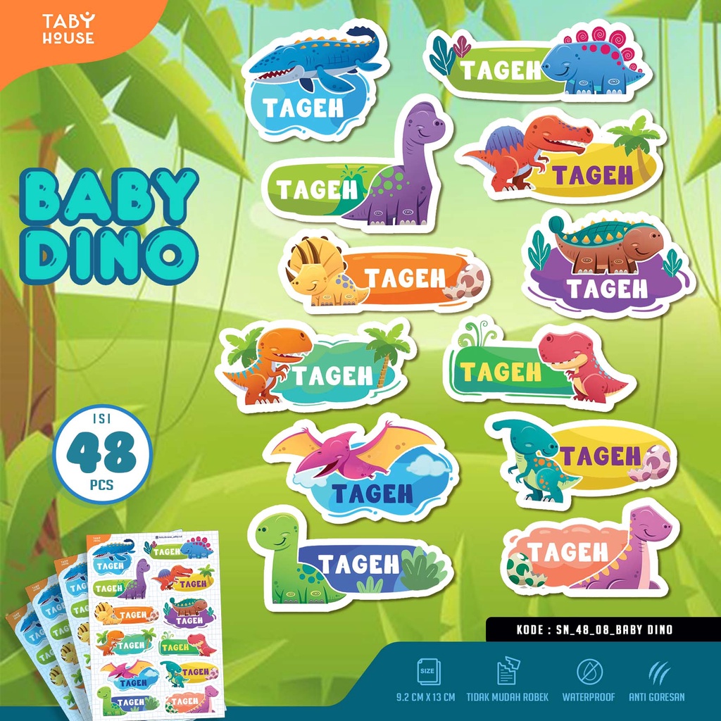 

stiker nama BABY DINO isi 48