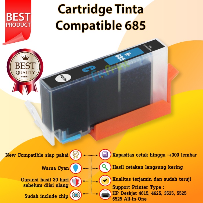 Cartridge Tinta Compatible 685 Printer HP 4615 4625 3525 5525 6525