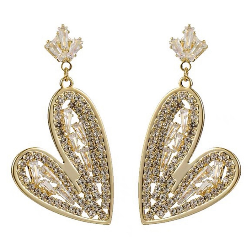 Anting Kristal Berlian Imitasi Bentuk Hati Untuk Wanita
