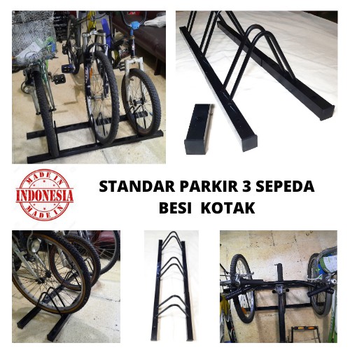 Standar Parkir 3 Sepeda Besi kotak Bike Stand Paddock 5