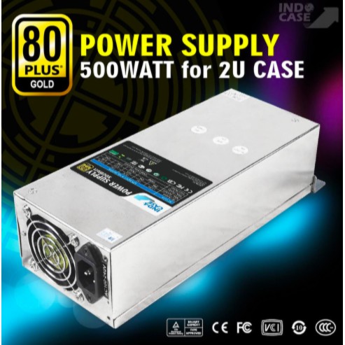 PSU502U - POWER SUPPLY 500W PURE FOR 2U CASE, 80+ GOLD