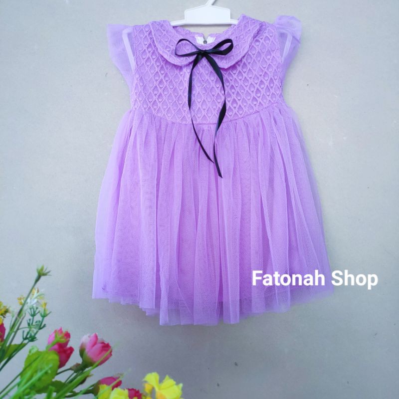 Dress anak cewek 1 2 tahun gaun tutu anak Pakaian anak cewek perempuan brokat mewah ( dress Anne )