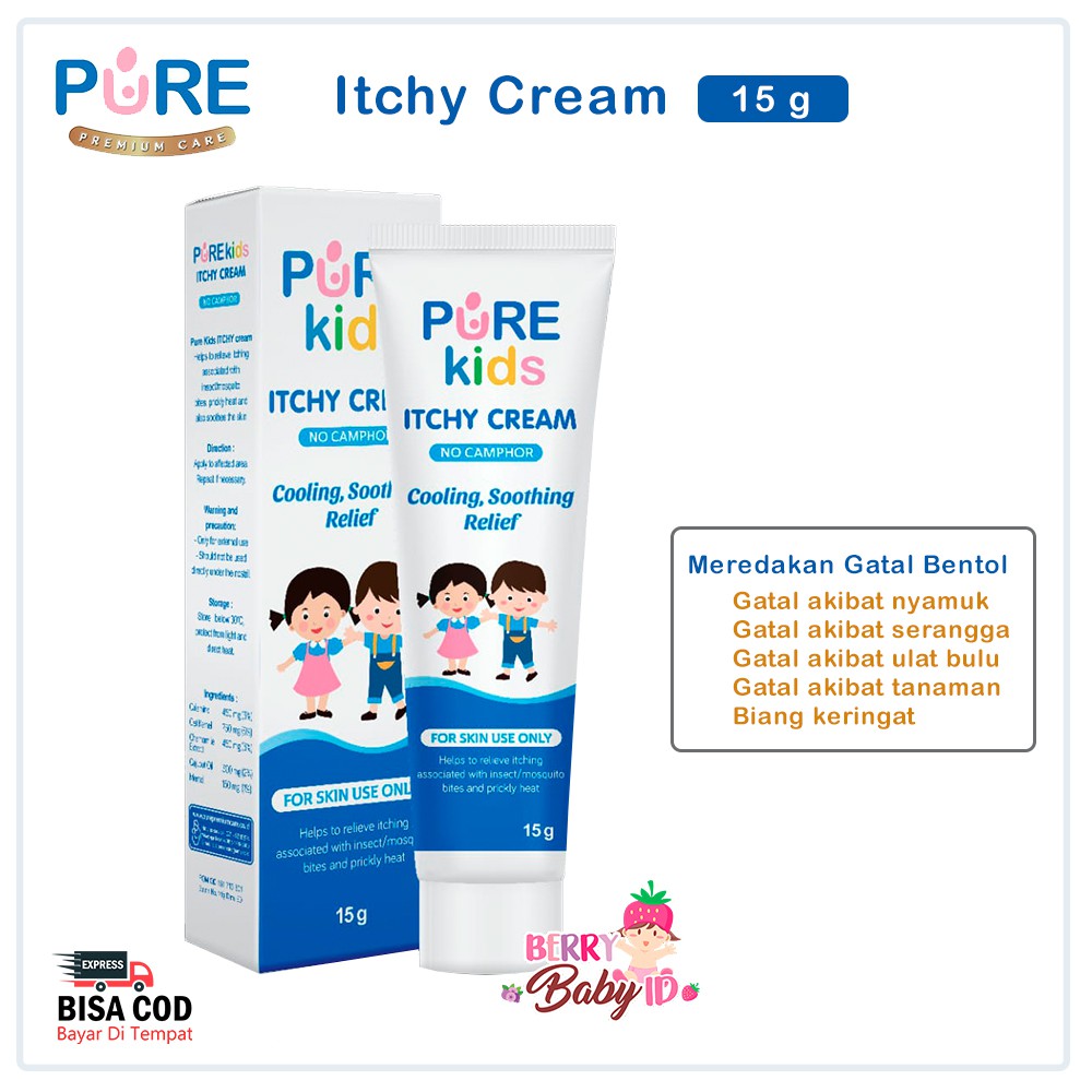 Pure Kids Itchy Cream Krim Pereda Gatal Bayi Anak 15 g Berry Mart