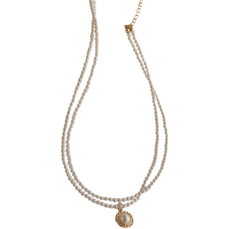 Double-layer Pearl Necklace  Accessories Retro Clavicle Chain Simple