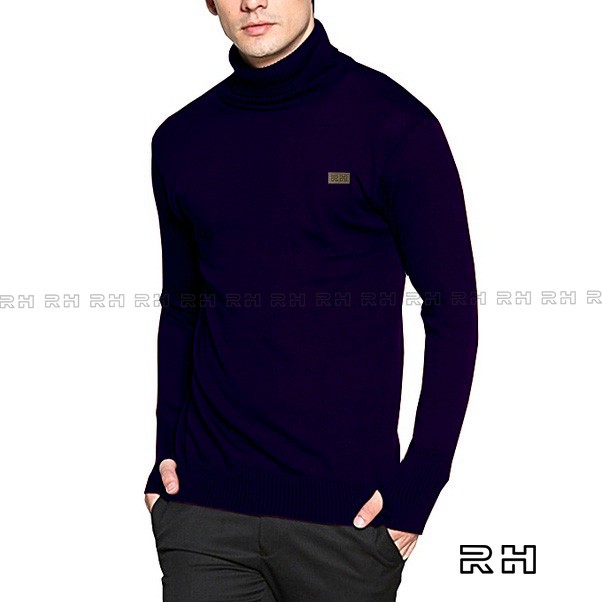 Sweater Baju rajut Turtleneck Roundhand bolong jari kerah tinggi tangan panjang tebal turtle neck