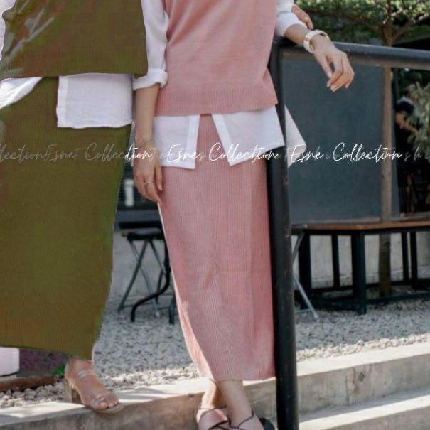 ✱ Syasweater- One set ROMPI + Rok Span /Celana Rok / Maxi Skirt Original /Rok Rajut Wanita ™