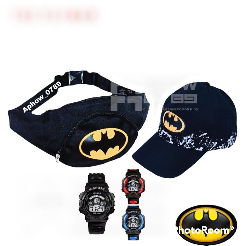 NSTORE15 [COD] WES BAG ANAK BATMAN WAISTBAG BATMAN DAN TOPI ANAK RELPICT TERBARU