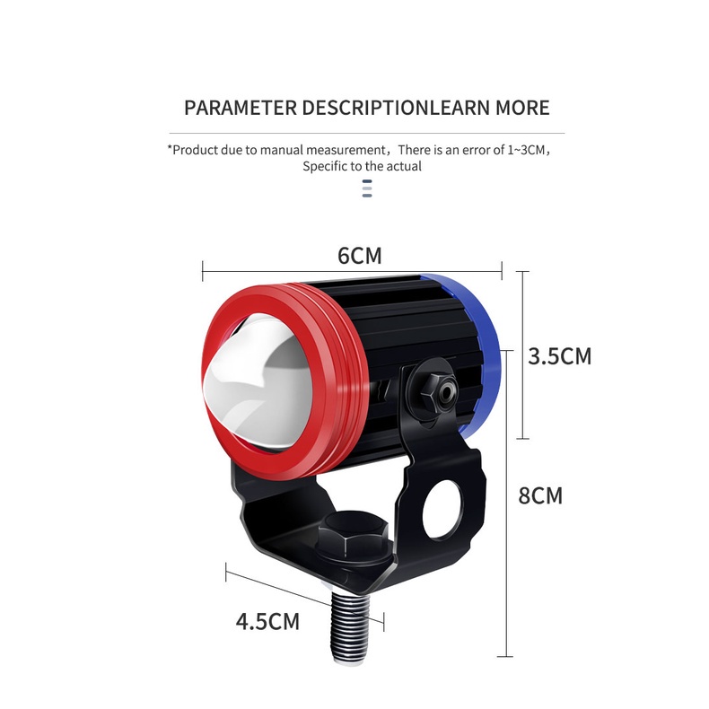 Lampu Kabut Led High Power 80W Warna Putih Kuning Untuk Motor