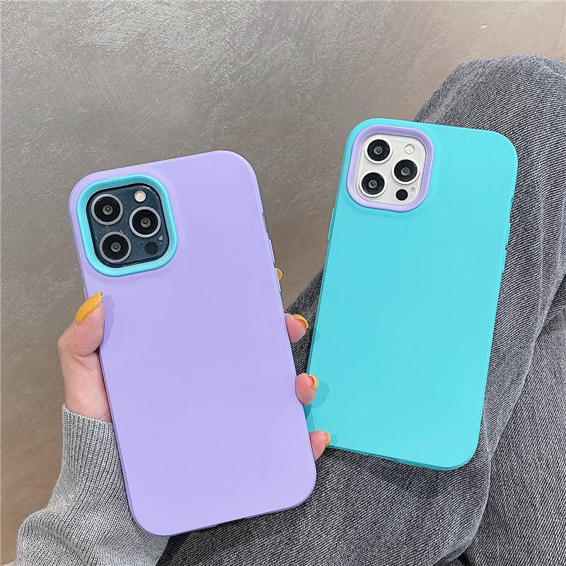 3 In 1 Soft Case Bumper Silikon Warna Permen Shockproof Cover Iphone 13 12 11 Pro Max X Xs Max