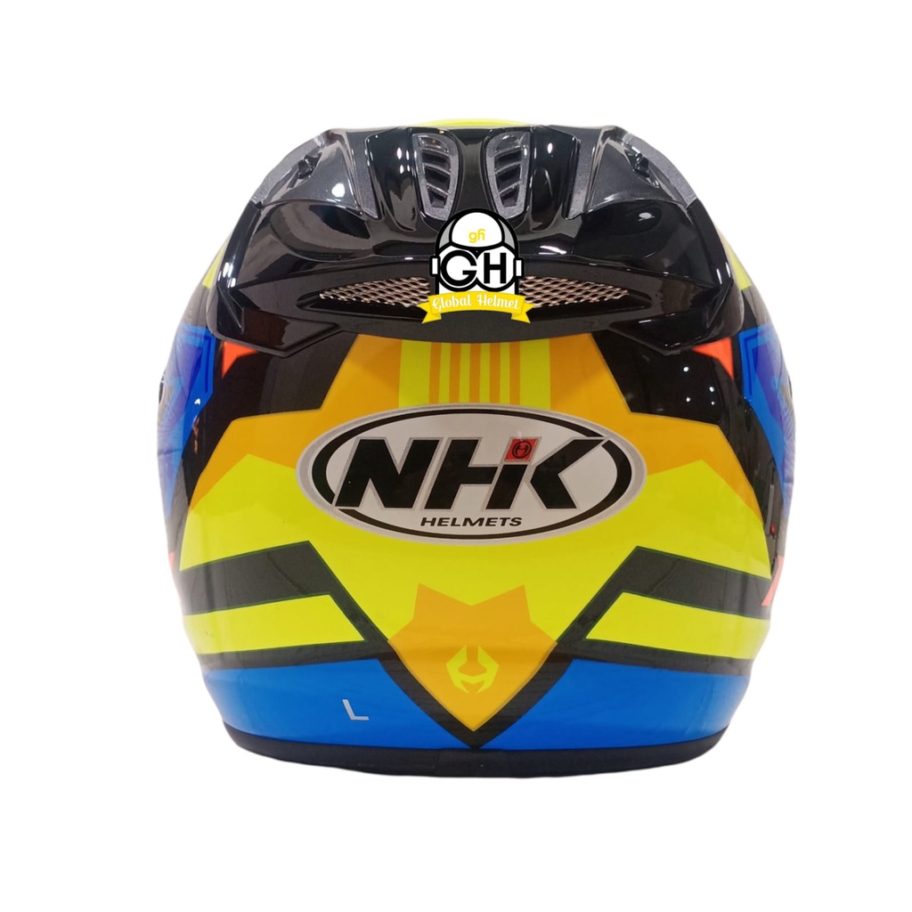 HELM NHK R6 MOTIF STARCO BLACK YELLOW BLUE HALF FACE NHK R6 MOTIF