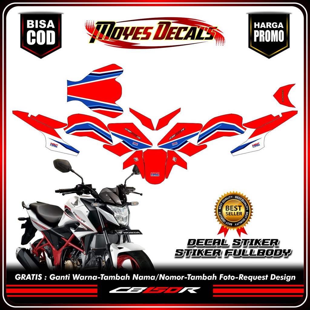 stiker decal honda cb150r fullbody hrc-stiker motor honda cb150r hrc fullblok
