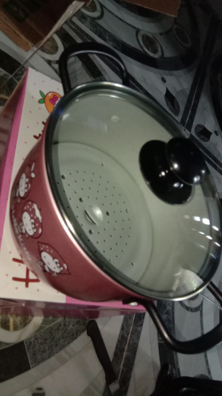 Panci Kenyo Kitty Colan 18cm + Steamer + Tutup Kaca