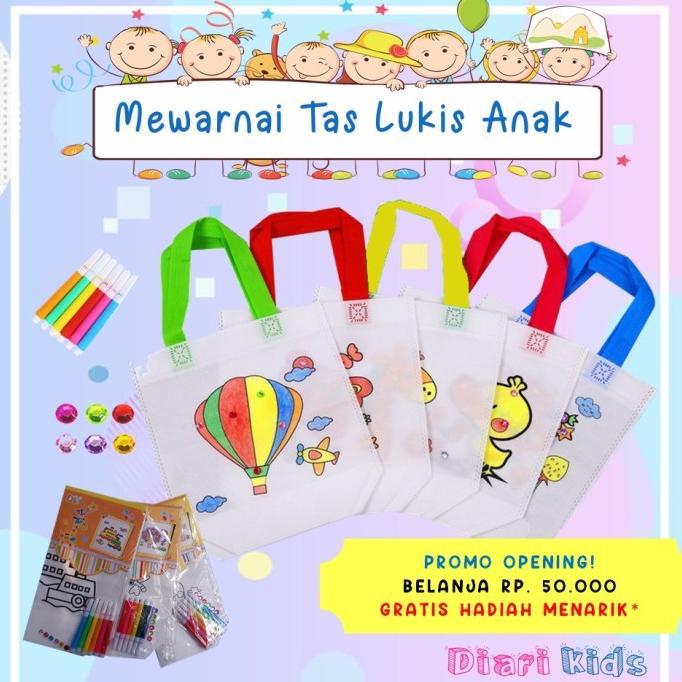 

Promo Awal tahun Kerajinan Tangan DIY Mewarnai Tas Lukis Anak Tas Spunbond Gambar Lucu Promo Awal