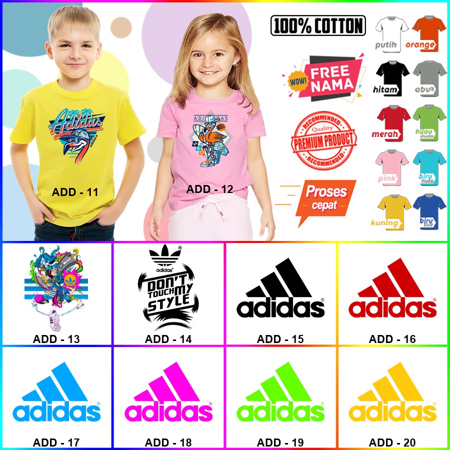 Baju Kaos ANAK DAN DEWASA ADIDAS COUPLE (FREE NAMA)