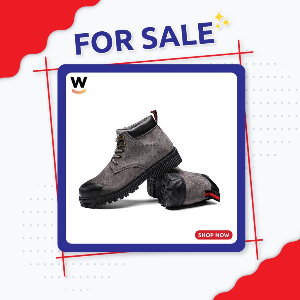 WAADOO Sepatu &quot;High Hike&quot; Kulit Pria Tinggi Outdoor Hiking Sneakers Pria Berkualitas Fashion Abu