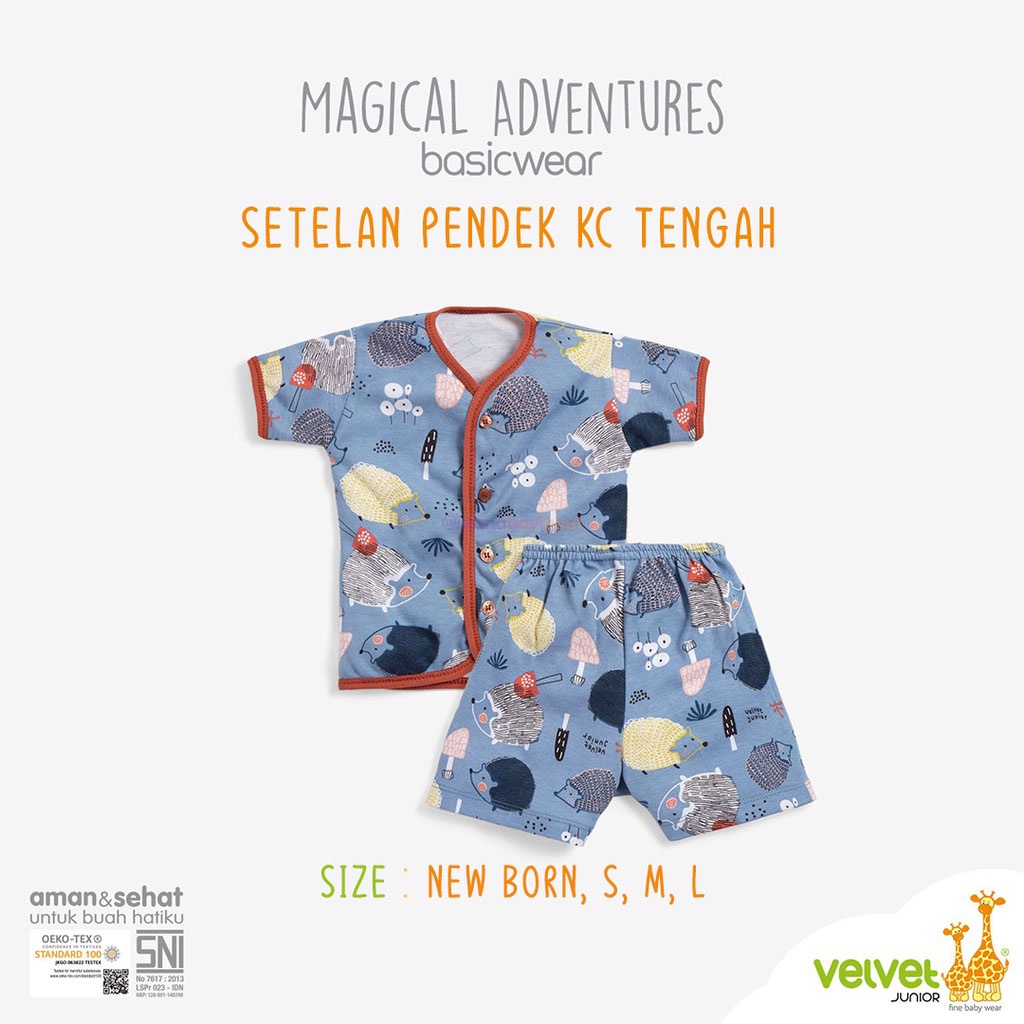 Velvet Junior bRILIANT BLUE MAGICAL ADVENTURES/PARADE OF JOY  Setelan Pendek Kc depan SML- Piyama bayi/Piyama Anak Setelan