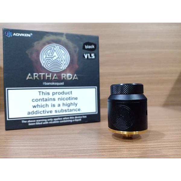 Artha RDA V1.5 24mm By Advken - BLACK [Authentic] KlikVapebandung