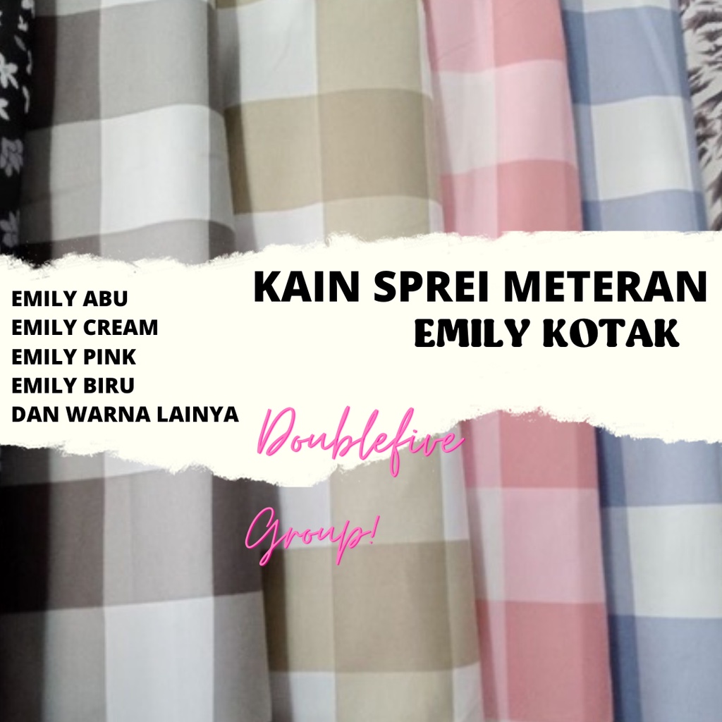 Kain Sprei Meteran Kotak Kotak Emily Embos Bahan Kain Meteran Adem Tidak Luntur Untuk Sprei Horden Bedcover Lebar 240 Cm