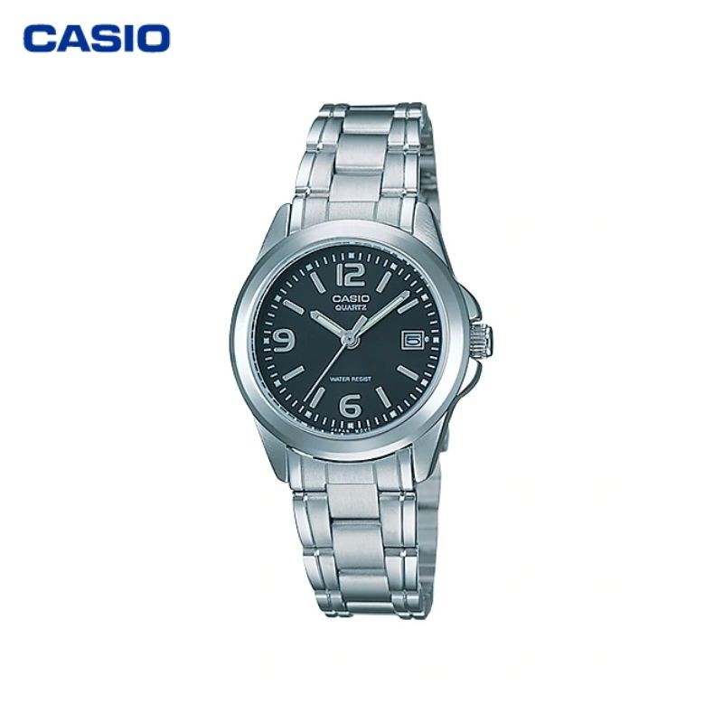 JAM TANGAN WANITA CASIO LTP-1215A-1A ORIGINAL - LTP1215A SILVER HITAM